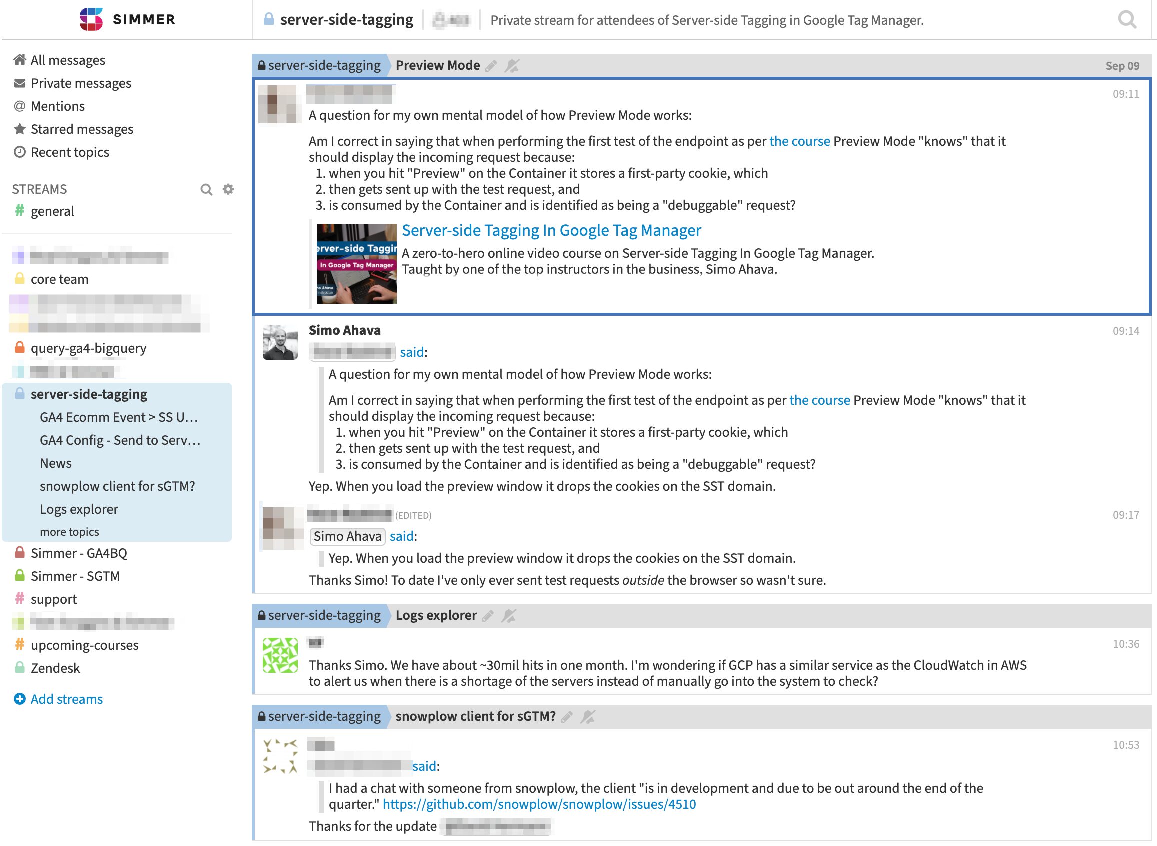 Simmer community server-side tagging