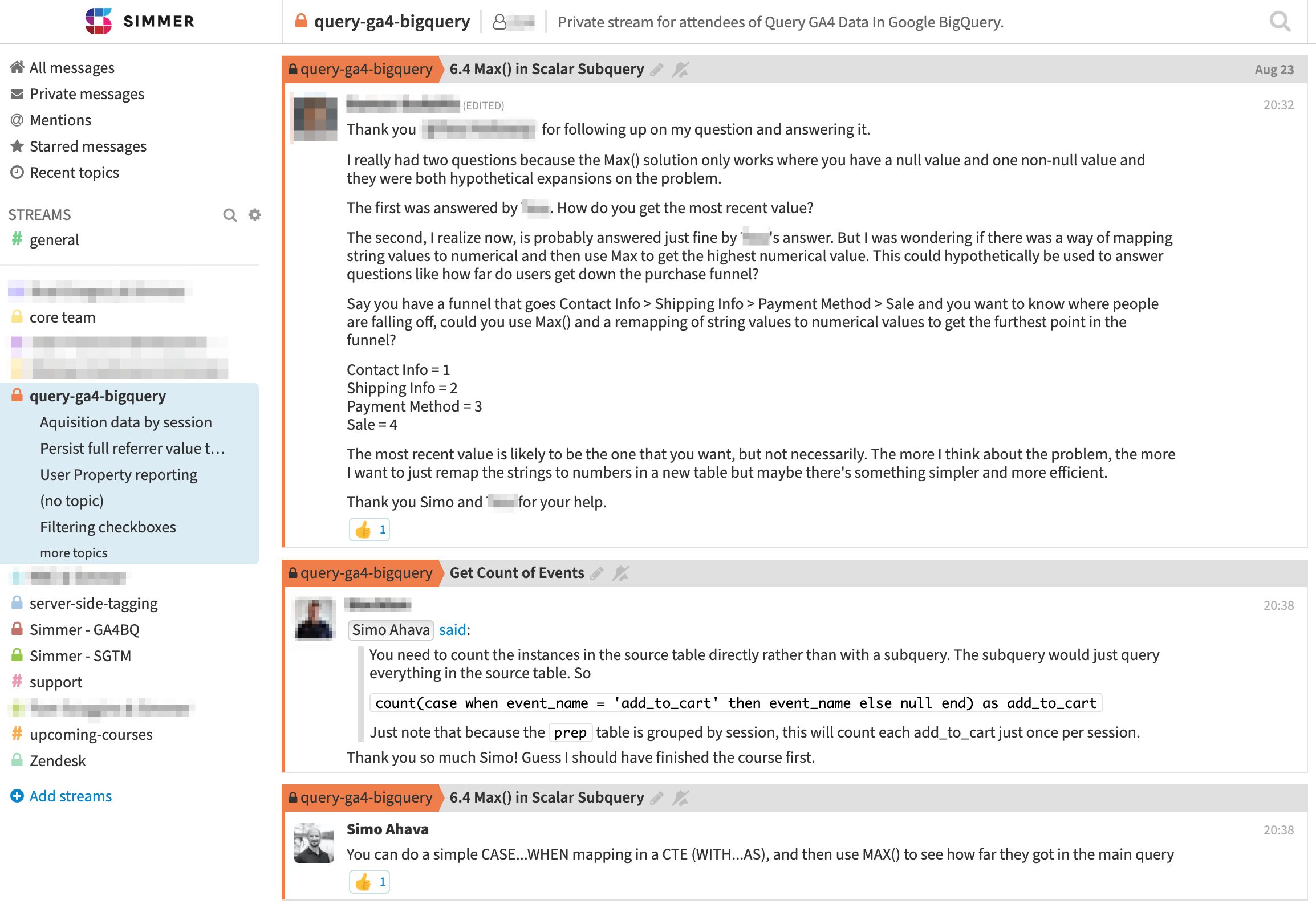 Simmer community bigquery