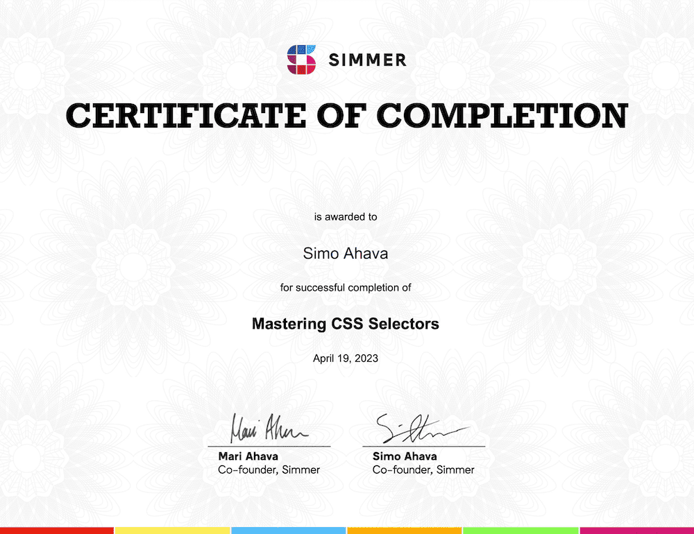 CSS certificate