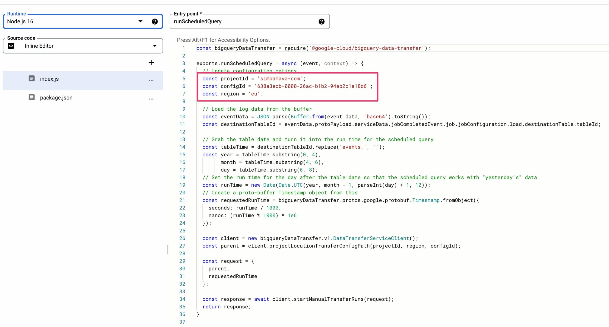 My cloud function example