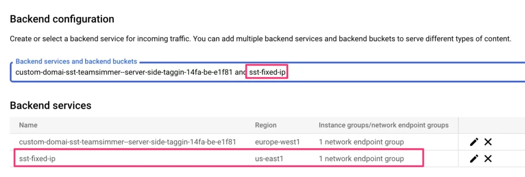 list of backend services