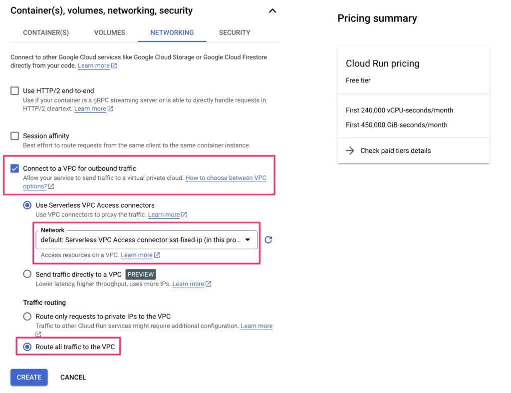 cloud run networking settings