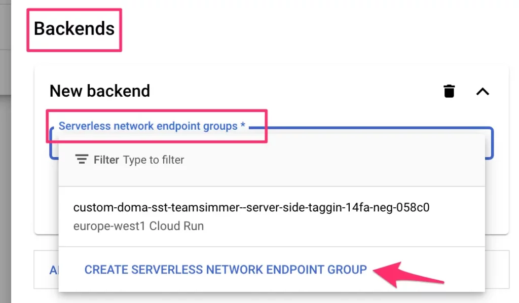 create serverless neg