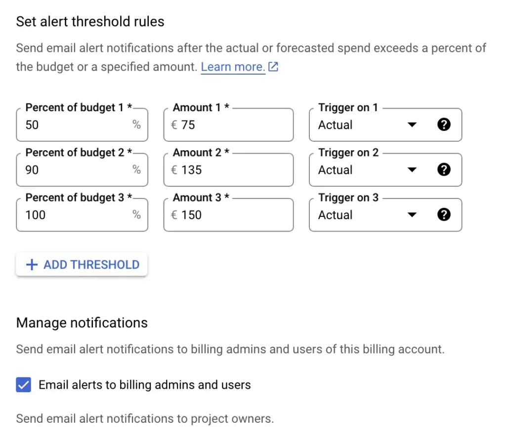 Billing alerts