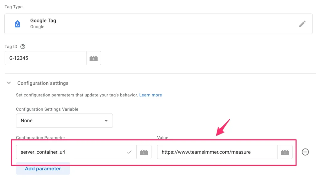 client-side Google Tag configuration
